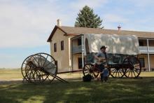 We took shelter near this covered wagon